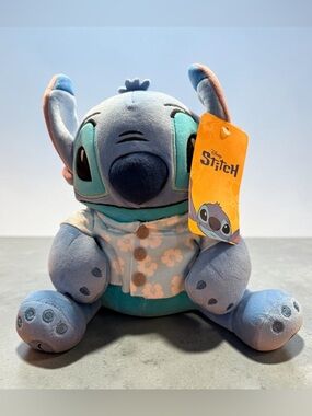 Disney Stitch Plush Hawaiian Shirt Blue Stuffed Animal NWT